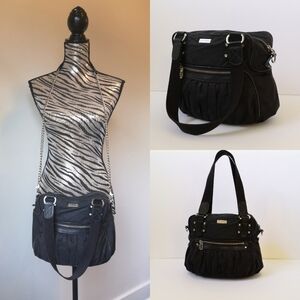 Sonia Rykiel Black Pleated Nylon Satchel